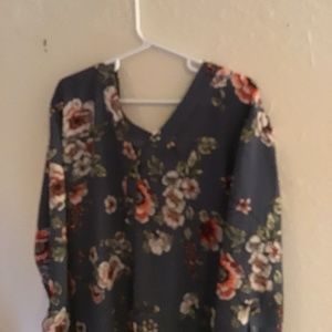 Blue Floral Blouse